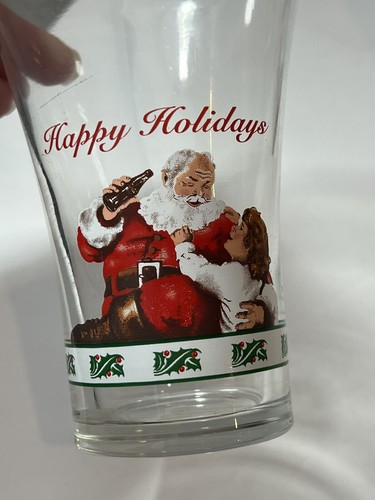 Vintage 1996 Lot of 2 Coca Cola Cups Glass Santa Claus Happy Holidays - Picture 3 of 6