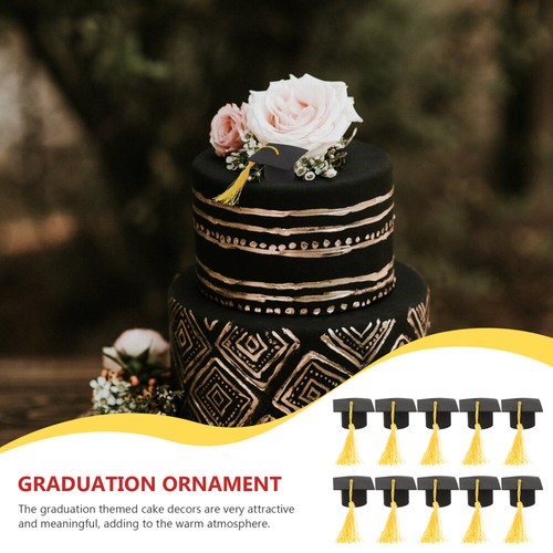 10 Pcs Bachelor's Hat Ornaments Baby Bride Graduation Cap Toppers for Cake Prop - Picture 9 of 12
