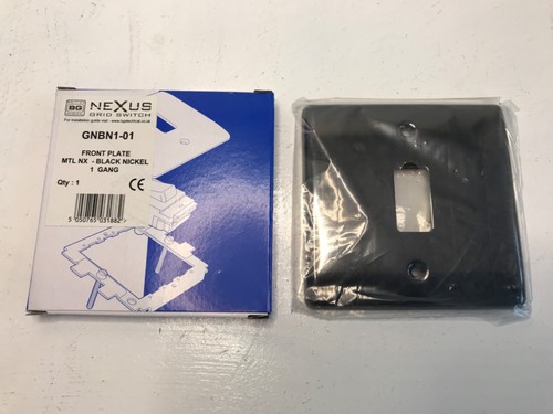 VAT INC - BOX OF 5 x BG Nexus GNBN1-01 1 Gang Grid Frontplate Black Nickel (37) - Picture 2 of 3