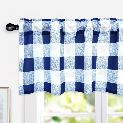 Halbtransparenter Büffel Karo Karo Volant Vorhang für Küche Fenster Bauernhaus - Bild 3 von 36
