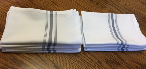 Lot of 10 Poggesi White Gray Stripe Polyester Napkins 17.5" x 21"