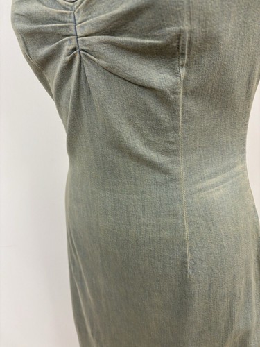MISS SIXTY VINTAGE Y2K LIGHTWEIGHT DENIM DRESS BODYCON DEEP V MEDIUM STRETCH - Picture 20 of 24
