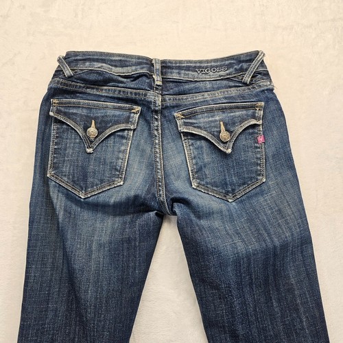 Vigoss The New York Boot Cut Jeans Mid Rise Flap Pocket Raw Hem Blue Women 26/33 - Picture 4 of 17