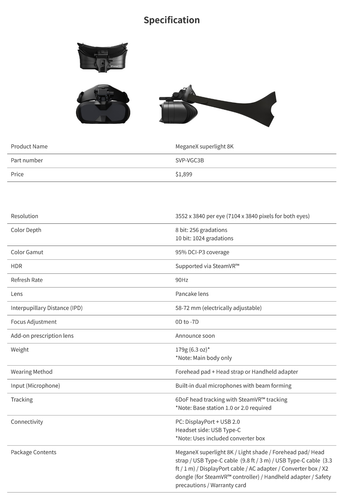 PC Steam VR Headset - Shiftall MeganeX Superlight 8K - OLED HDR 90hz - NEW! - Bild 2 von 3