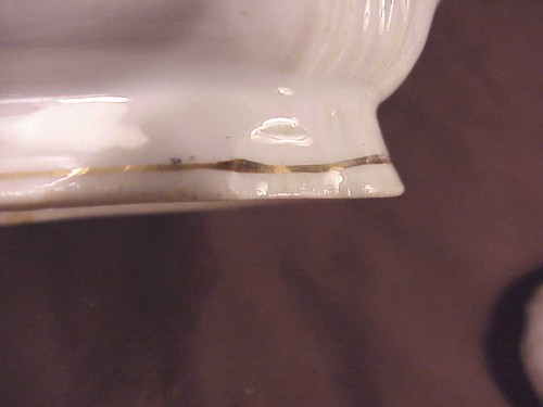 -   LARGE HAND PTD.ENGLISH VICT. COVERED SUGAR, ORNATE HANDLES, EMBOSSED  - Picture 9 of 10