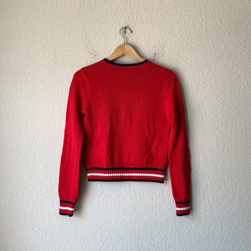 TOMMY HILFIGER Varsity Pullover Sweater Youth Girls Sz L Red Knit V-Neck Preppy - Picture 6 of 9