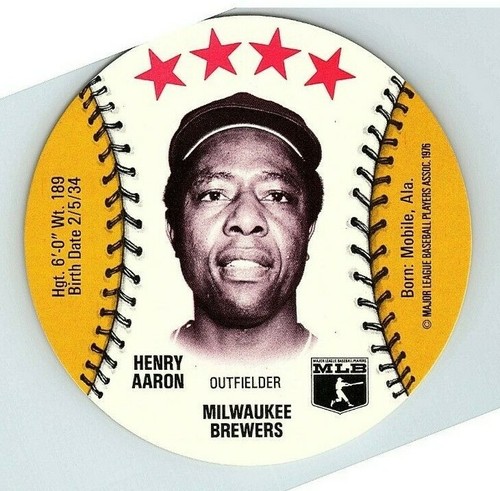 1976 Aaron Hank Isaly's Discs Hof Milwaukee Baseball Sweet William Brewers Ex - Bild 8 von 12