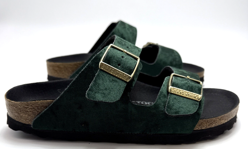 Birkenstock Arizona Velvet Forest Green Textile Microfiber Footbed Womens 5 A - Picture 3 of 7