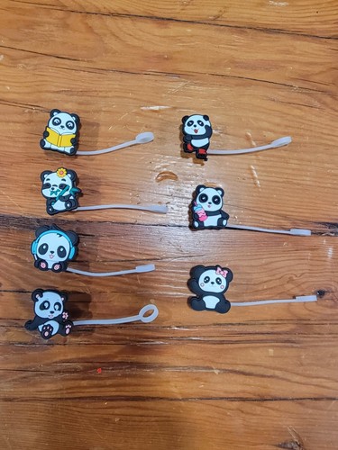 7 Piece Panda Straw Covers for Tumbler Caps ~ Silicone Straw Toppers