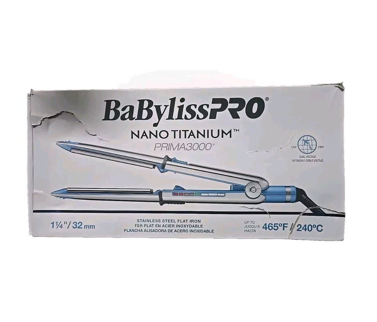 BaBylissPRO PRIMA3000 ヘアアイロン 32mm Nano Titanium 1.25