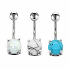 3Pcs Stainless Steel Belly Button Navel Rings Barbell Body Piercing 14G Women's