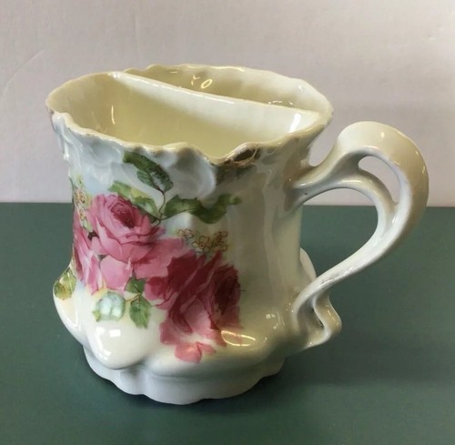 Vintage Porcelain Shaving Mug Cup Hand-Painted Flowers - Picture 11 of 11
