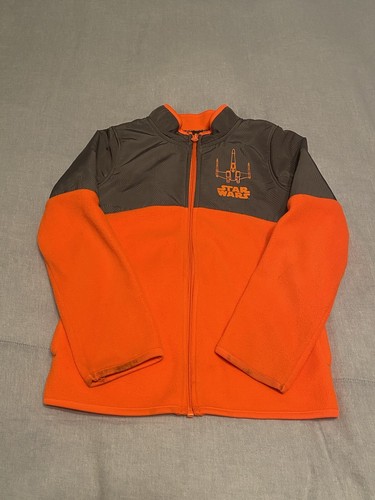 Star Wars Boy's Orange Fleece Jacket Size 7X XL plus BB8 Orange Tshirt Size 6/8 - Picture 2 of 8