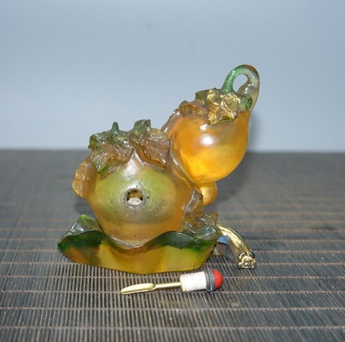 Collect old Coloured glaze gilt hand made 福 gourd shape snuff bottle decoration - Picture 5 of 9
