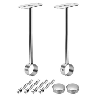 Garderobe Rohr Haken 25 mm Durchmesser Schrank Stange Halter Steckdose 2 Stück (250 mm hoch)