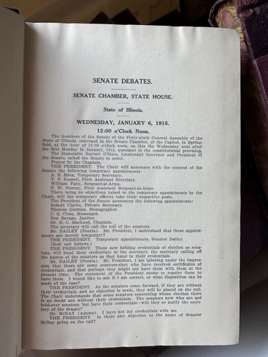 Forty-Ninth General Assembly Senate Debates Book Illinois 1915 Antique - Imagen 5 de 8