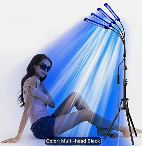 Blue Light Tanning Floor Lamp 150cm Adjustable Angle Timer Dimmable 12V