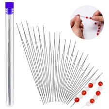 18 Pcs collapsible Big Eye Seed Beads Needles Set with Bottle