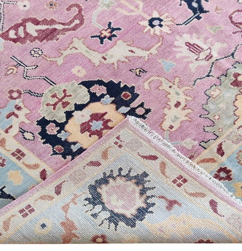 Handmade Rugs 8x10 9x12 10x14 Modern Oushak Rug Pink Wool Hand Knotted Area Rugs - Picture 6 of 11