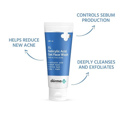 The Derma Co 1% Salicylic Acid Gel Face Wash For Active Acne 100ml free shipp - Picture 5 of 7