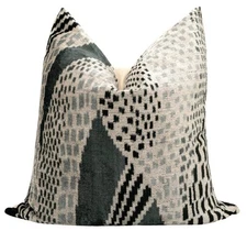 Canvello Handmade Silk Velvet Throw Pillow with Down Feather Insert – Geometric