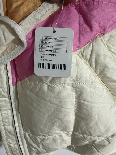 Free People Movement Pippa Shine Puffer Jacket Chevron Print Nude Orange XS NEW - Picture 8 of 12