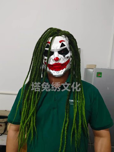 Joker Vollgesicht Harz Masken Cosplay Requisiten mit Dreadlocks Punk Stil Zubehör - Bild 12 von 12