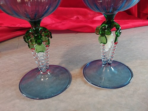 4 Lauscha Weingläser 🍷 Wein 🍇 Gläser Glas Trauben Stiel Mundgeblasen 👄 (4949) - Bild 5 von 24