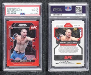 2022 Panini Prizm UFC Red /299 Sean Strickland #172 PSA 10 GEM MT Rookie RC