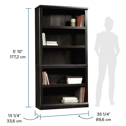 Miscellaneous Storage 5 Bookcase/Book Shelf, L: 35.28" x W: Estate Black - Picture 4 of 6