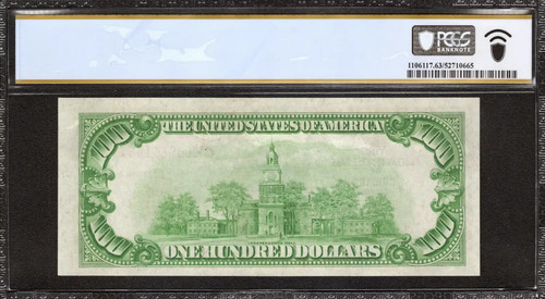 1929 $100 FEDERAL RESERVE BANKNOTE CURRENCY CHICAGO ILLINOIS PCGS 63 PPQ (195A) - Picture 2 of 2