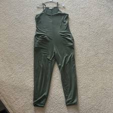 Women  s Olive Green Sleeveless Jumpsuit Size Large