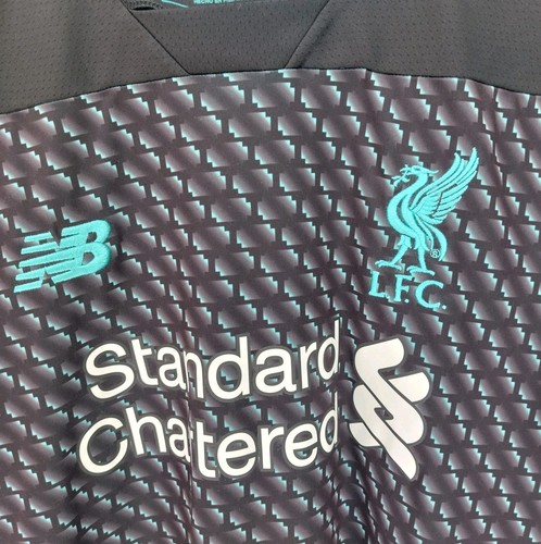 New Balance XL Boys Liverpool Football Shirt Virgil Van Djik Green & Black Away - Picture 4 of 11