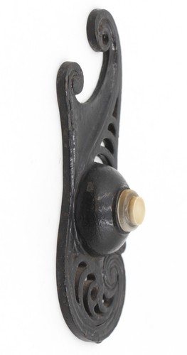Art Nouveau Black Cast Iron Doorbell - Picture 3 of 4
