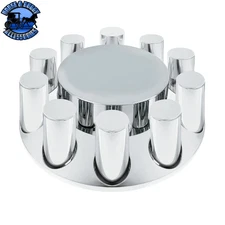 Chrome Plastic Flat Top Front Axle Cover With 33mm Standard Thread-On Tall Cylin