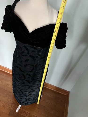 Vtg "Jessica McClintock" Black Velvet 80's Dress Molly ringwald overlay Sz 10 - Picture 5 of 13
