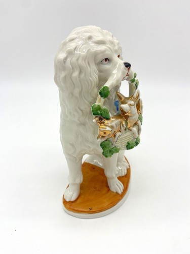Antique German Porcelain Poodle Mantel Shelf Dog 1910s "2501" READ Wally Dog - Picture 2 of 9