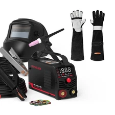 YESWELDER 125A MMA/TIG Welder LYG-L600A-W Helmet+Gloves 110V IGBT