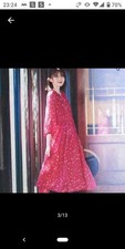 UNIQLO Joy of Print Chiffon Dress Red S Lightweight Tuck Sleeve New