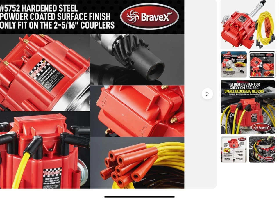 HEI Distributor 65K Coil with Spark Plug Wires 9000RPM, HEI Distributor for Chev - Image 2 of 2