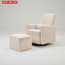 Swivel Glider Nursery Chair Cream Storage Ottoman Water Stain Resistant Rocking