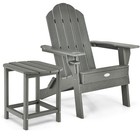 Patiojoy 2 PCS Patio Folding Adirondack Chair Side Table Cup Holder HDPE Grey