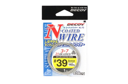 Decoy WL-70 Nylon Coated Wire Leader 21 Braid 1m Size 39 140lb (8670)