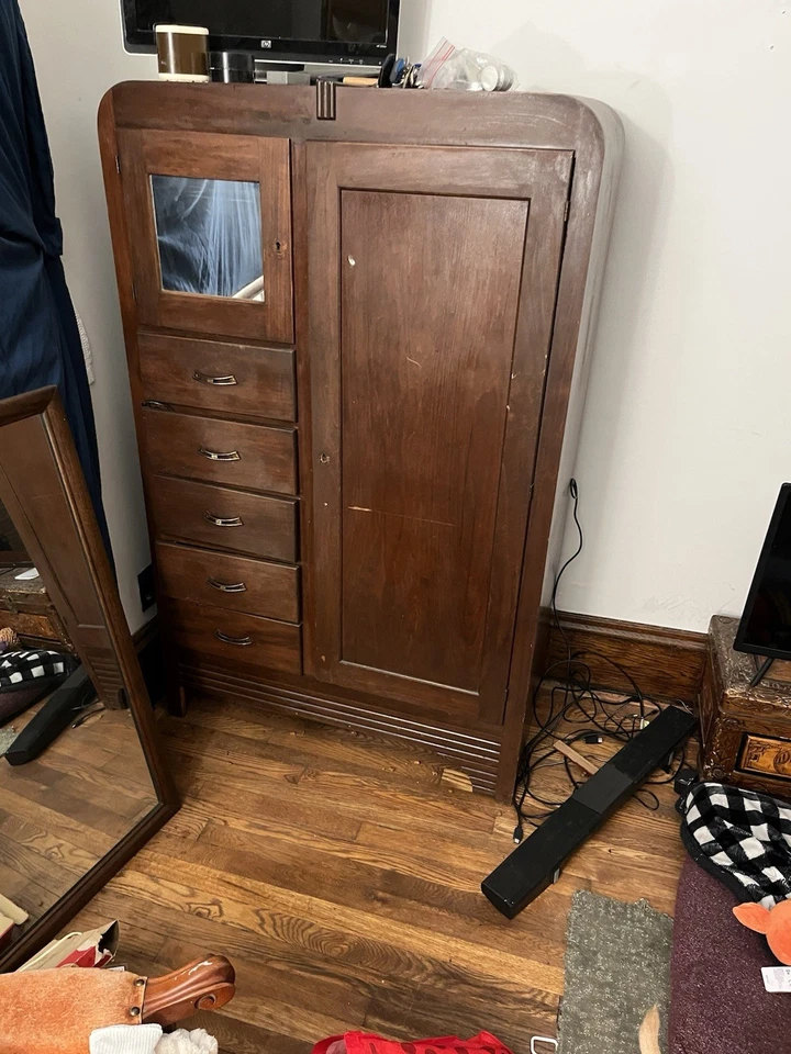 Antiguo armario antiguo llave esqueleto cerradura con cerradura para abrir y bloquear Foto 2 de 2