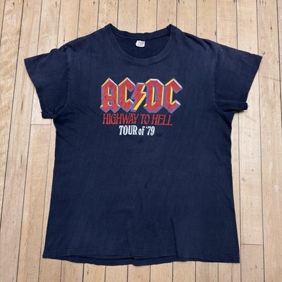 Vintage AC/DC 1979 Highway To Hell Tour T-shirt Faded Band Tee Size Medium