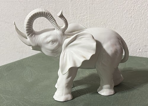 ELEFANTE STATUETTA VINTAGE IN PORCELLANA BIANCA - Imagen 7 de 10