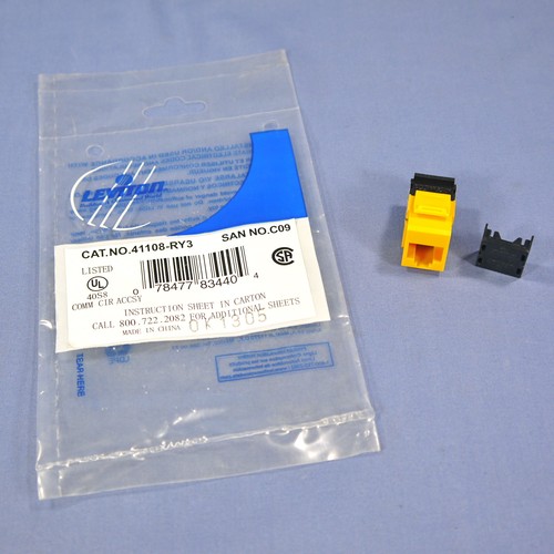 Leviton Yellow Cat 3 Data Phone Quickport Jack Cat3 RJ45 Telephone 41108-RY3 - Picture 1 of 5