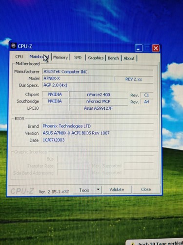 Mainboard ASUS A7N8X-X REV:2.00 + AMD AthlonXP 2400 CPU + 1 Gb RAM + Kühler - Bild 5 von 14