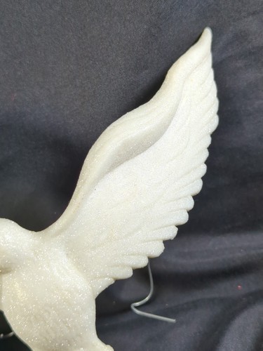 Feiertagstaube Keramik Christbaumschmuck weiß mit Glitzer 2er Set Unikat - Bild 4 von 7