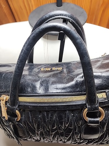 Vintage Preowned Miumiu Black Quilted Leather Bag. No Strap. Rank BC. - Picture 8 of 23